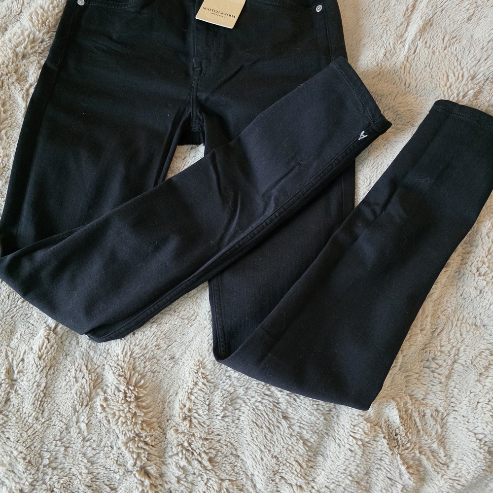 Scotch & Soda Women's High Rise Skinny Fit Black Jeans